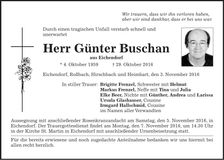 Traueranzeige Günter Buschan