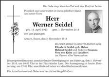 Traueranzeige Werner Seidel