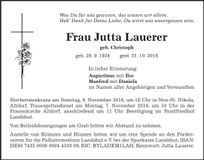 Traueranzeige Jutta Lauerer