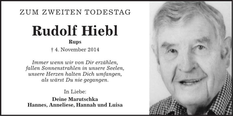 Traueranzeige Rudolf Hiebl