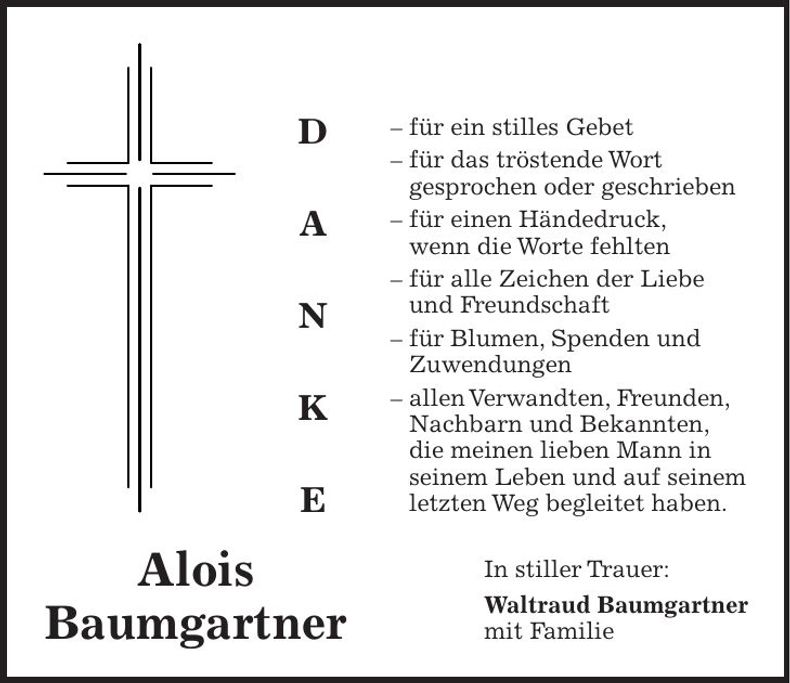 Traueranzeige Alois Baumgartner