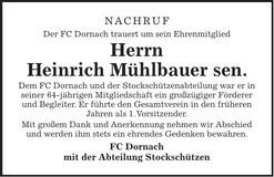 Traueranzeige Heinrich Mühlbauer