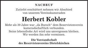 Traueranzeige Herbert Kobler