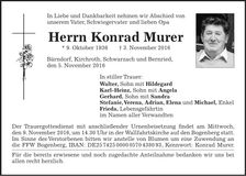 Traueranzeige Konrad Murer