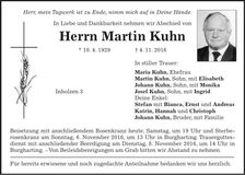 Traueranzeige Martin Kuhn
