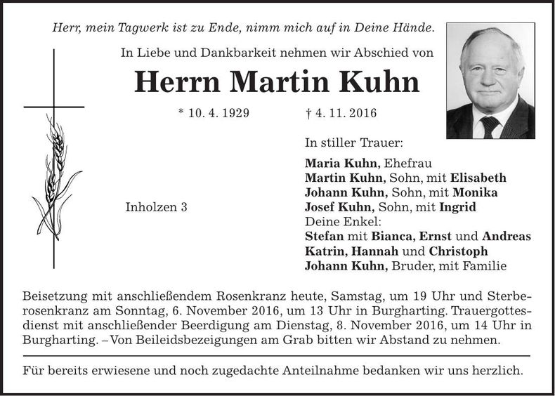 Traueranzeige Martin Kuhn