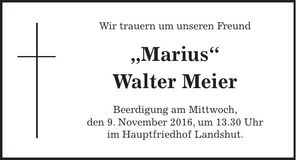 Traueranzeige Walter Meier