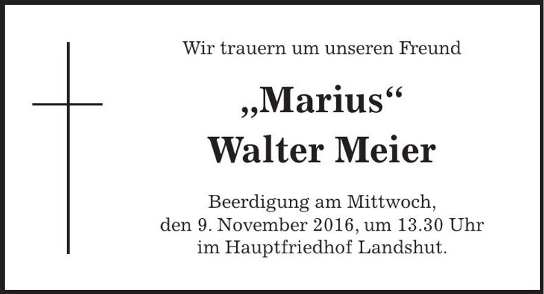 Traueranzeige Walter Meier
