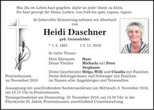 Traueranzeige Heidi Daschner