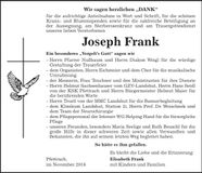 Traueranzeige Joseph Frank
