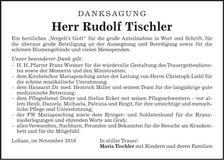 Traueranzeige Rudolf Tischler