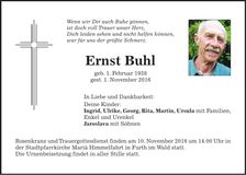 Traueranzeige Ernst Buhl