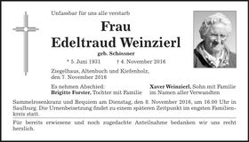 Traueranzeige Edeltraud Weinzierl