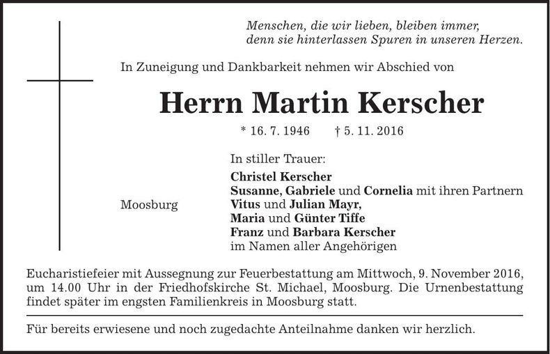 Traueranzeige Martin Kerscher