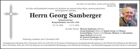 Traueranzeige Georg Samberger