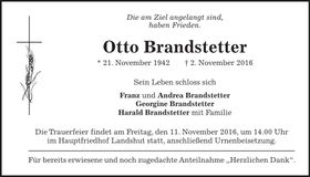 Traueranzeige Otto Brandstetter