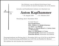 Traueranzeige Anton Kapfhammer