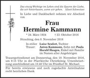 Traueranzeige Hermine Kammann