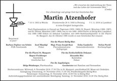 Traueranzeige Martin Atzenhofer