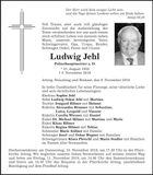 Traueranzeige Ludwig Jehl