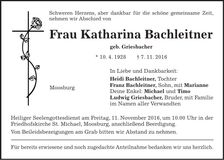 Traueranzeige Katharina Bachleitner