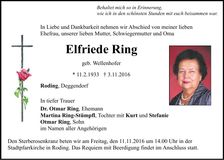 Traueranzeige Elfriede Ring