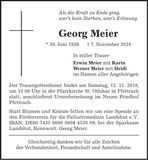 Traueranzeige Georg Meier