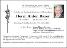 Traueranzeige Anton Bayer