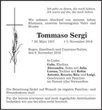 Traueranzeige Tommaso Sergi
