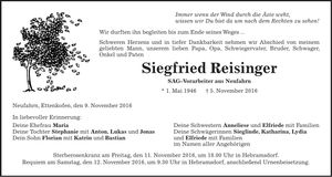 Traueranzeige Siegfried Reisinger
