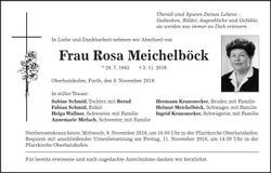 Traueranzeige Rosa Meichelböck