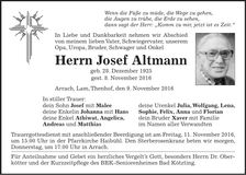 Traueranzeige Josef Altmann