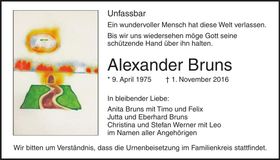 Traueranzeige Alexander Bruns