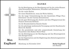 Traueranzeige Max Englhard
