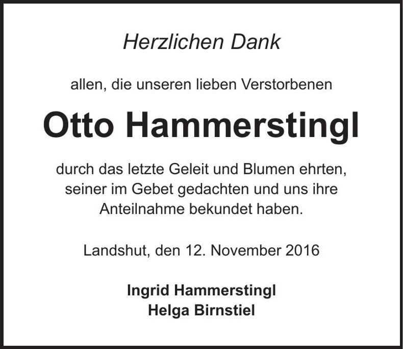 Traueranzeige Otto Hammerstingl