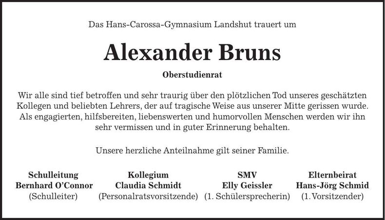 Traueranzeige Alexander Bruns