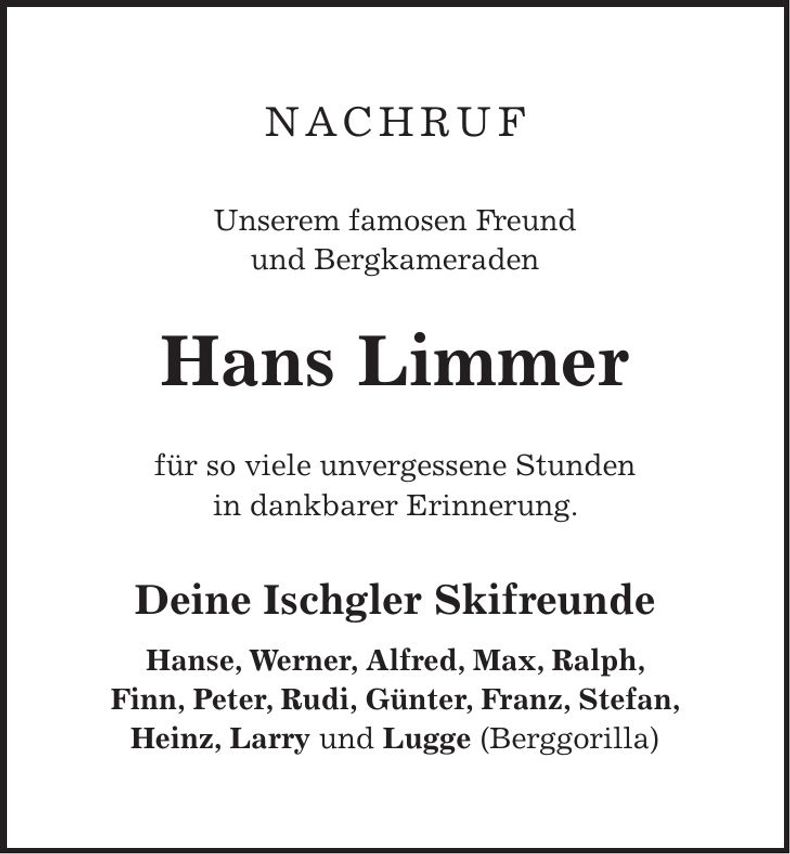 Traueranzeige  Hansi