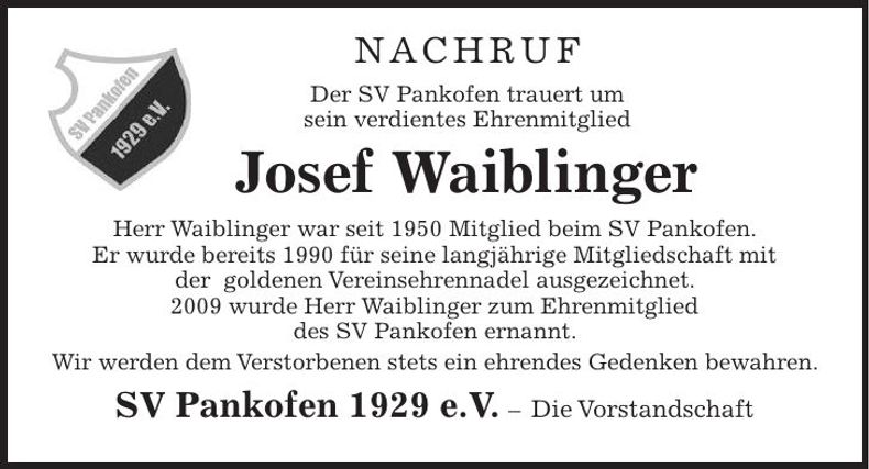 Traueranzeige Josef Waiblinger