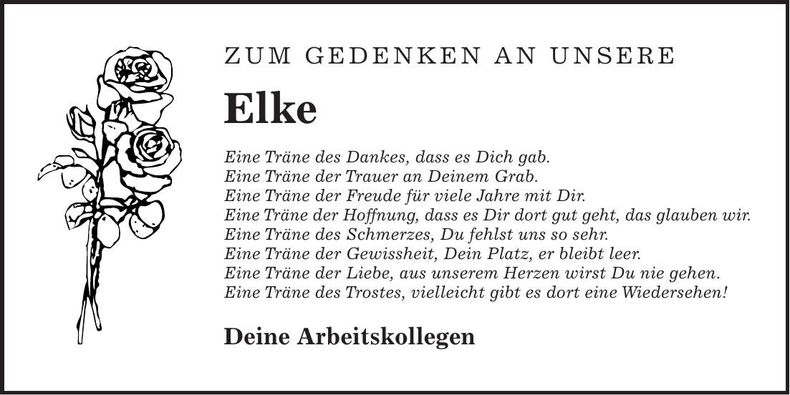 Traueranzeige Elke Lenk