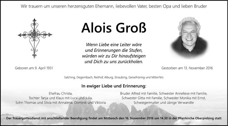 Traueranzeige Alois Groß