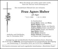 Traueranzeige Agnes Huber