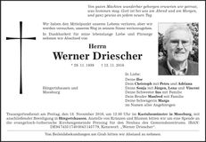 Traueranzeige Werner Driescher