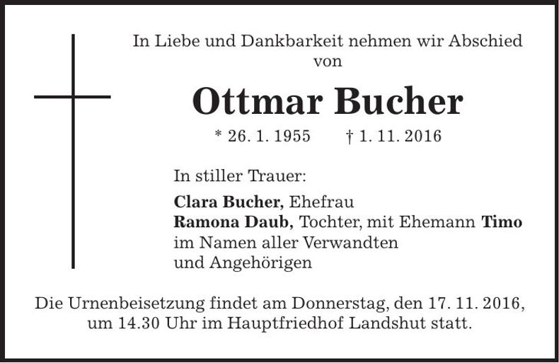 Traueranzeige Ottmar Bucher