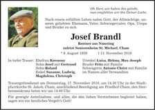 Traueranzeige Josef Brandl