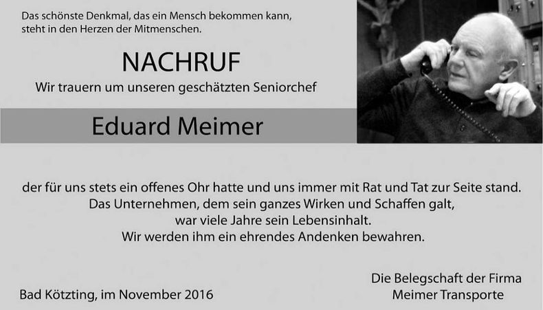 Traueranzeige Eduard Meimer
