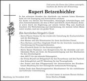 Traueranzeige Rupert Betzenbichler