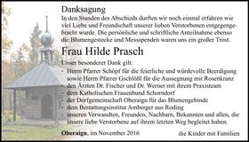 Traueranzeige Hilde Prasch