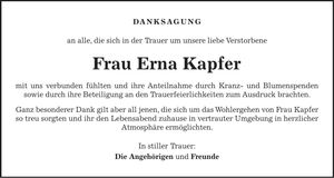 Traueranzeige Erna Kapfer
