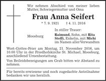 Traueranzeige Anna Seifert