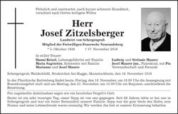 Traueranzeige Josef Zitzelsberger